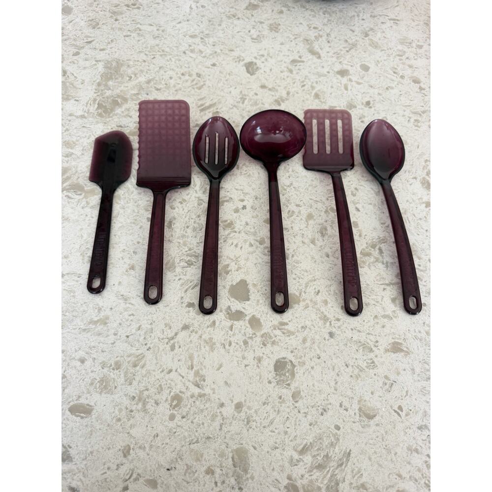 Lot Of 6 Ultratemp Clear Purple Utensils: 2 Spatulas, Spoon , Ladle, Scraper …